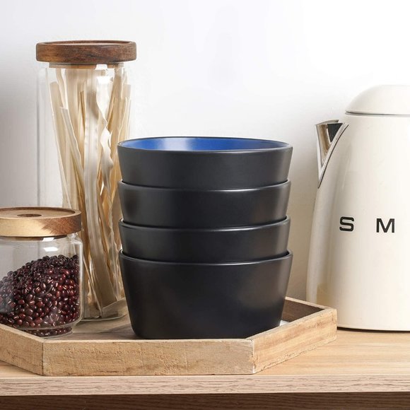 NEW Stone Lain 4 Bowls Replacement Stoneware Dinnerware Set Blue Black Minimal - Picture 2 of 6